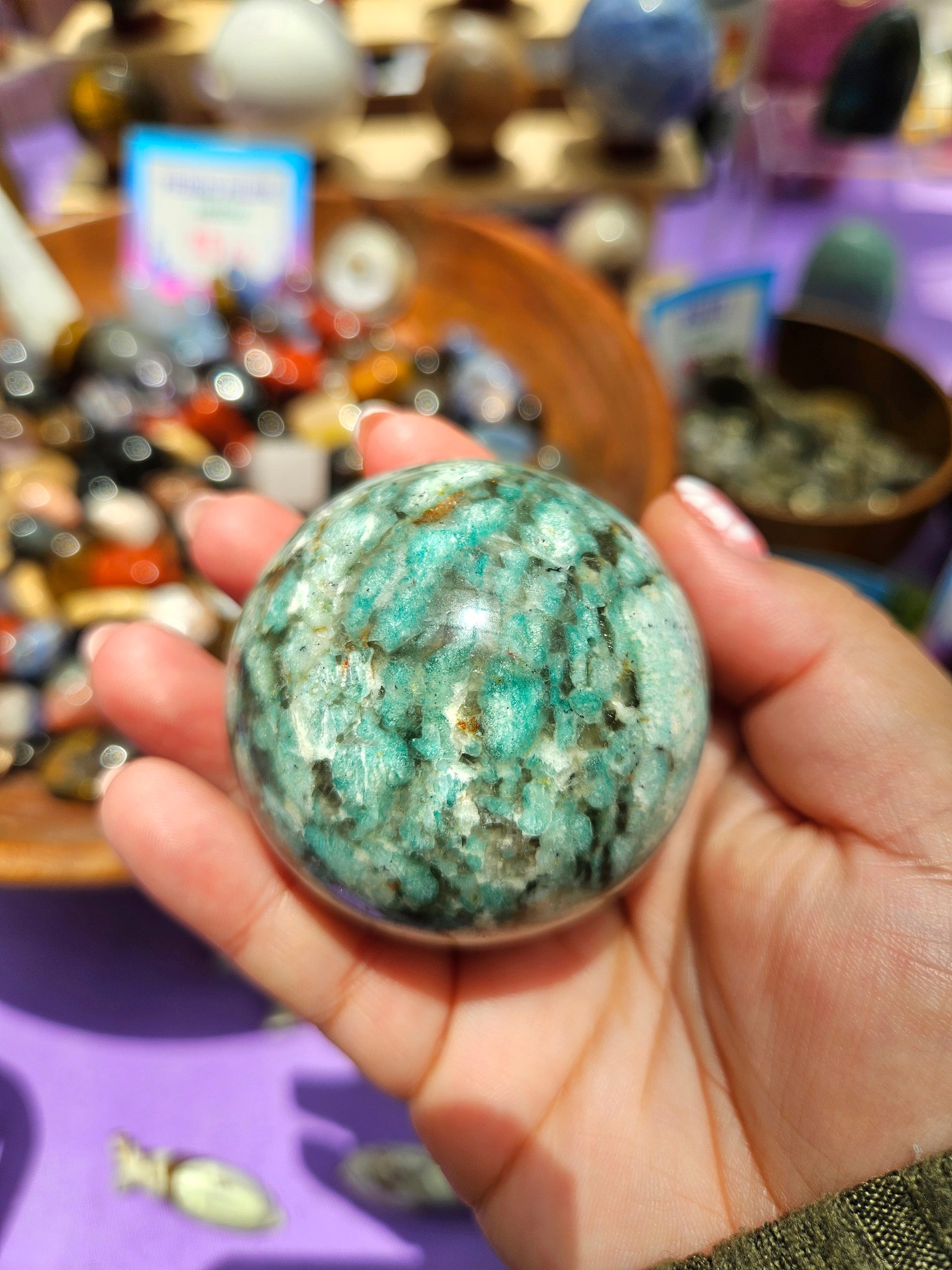 Esfera de Amazonita + Cuarzo Ahumado