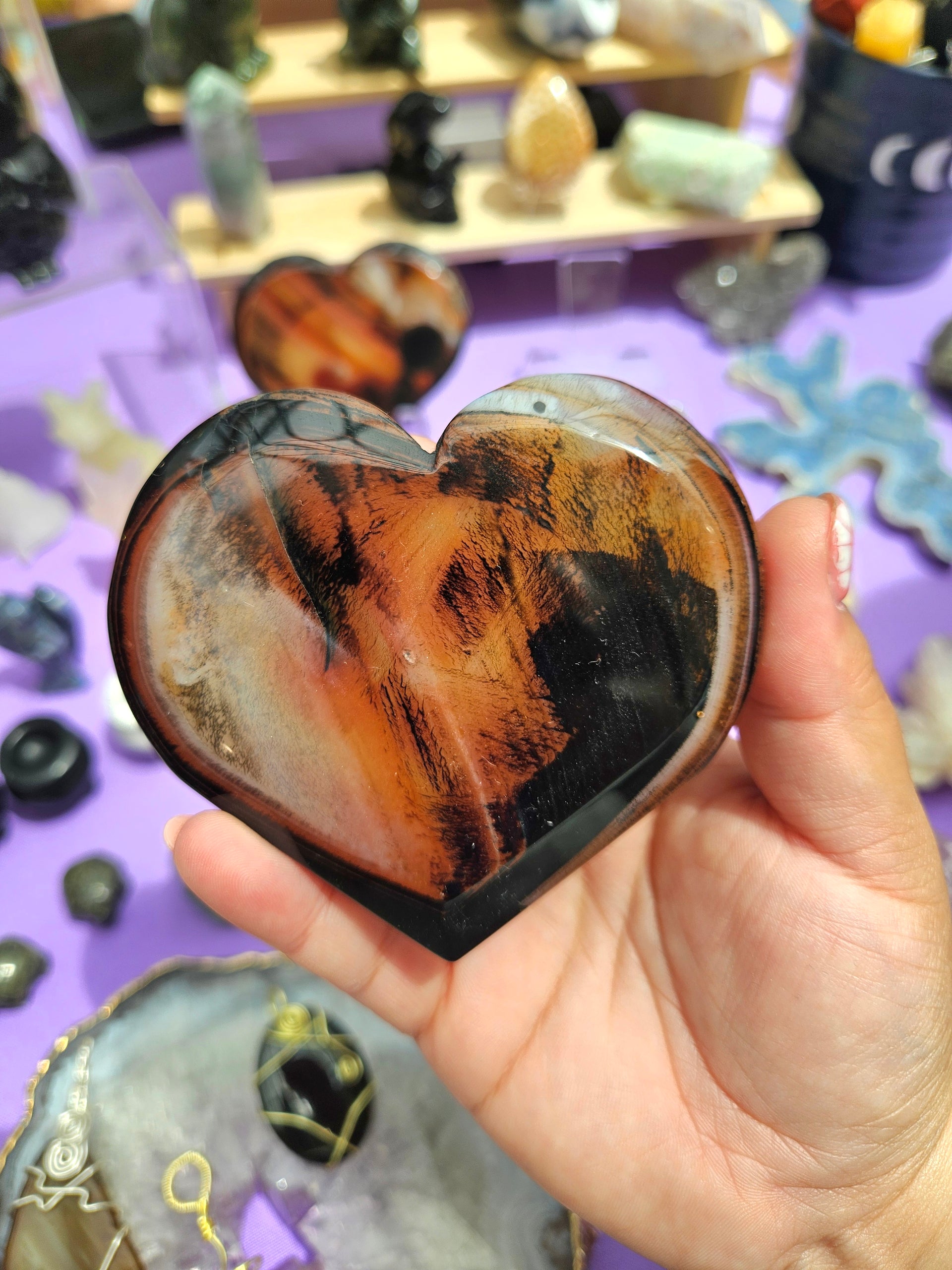 Corazón Carnelian Agate (incluye base)