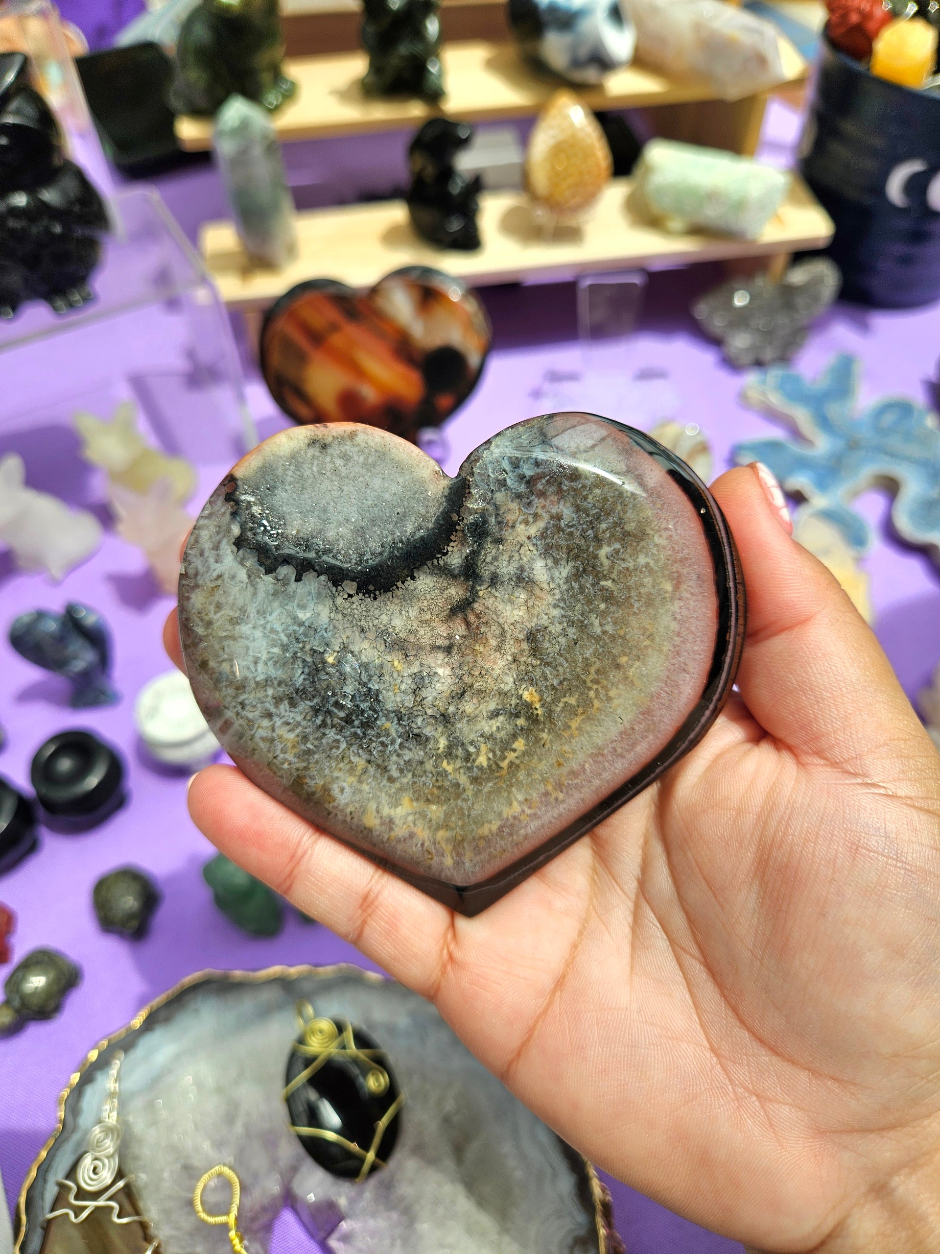 Corazón Carnelian Agate (incluye base)