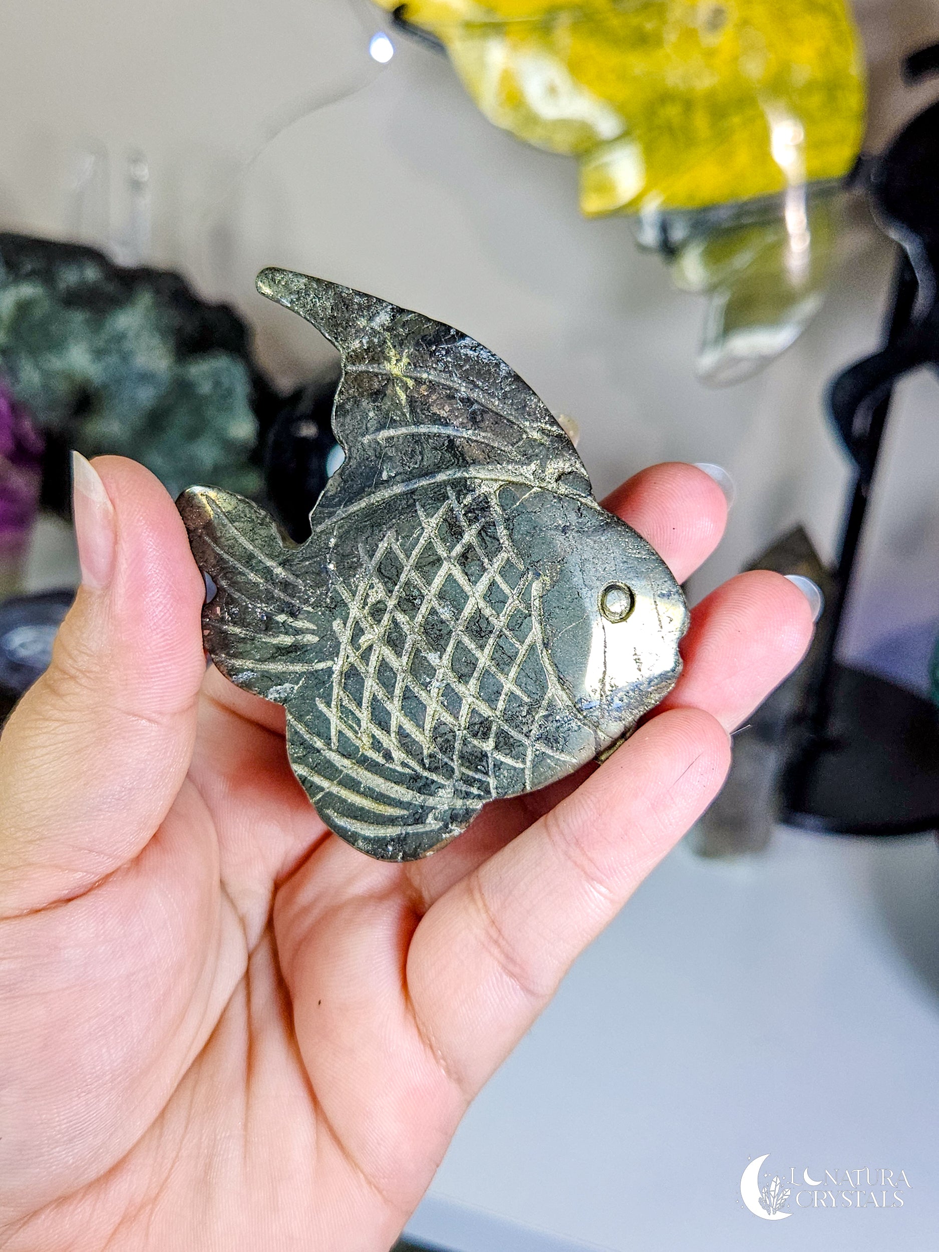 Pyrite Fish Carving