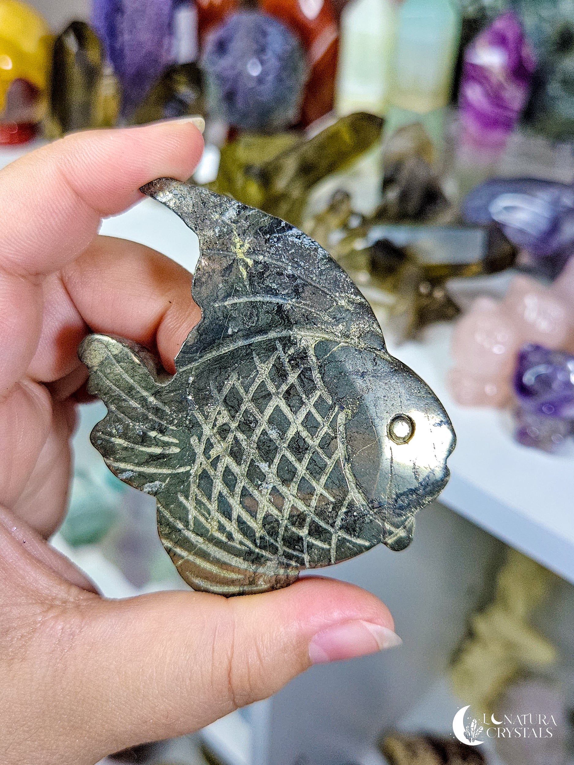 Pyrite Fish Carving