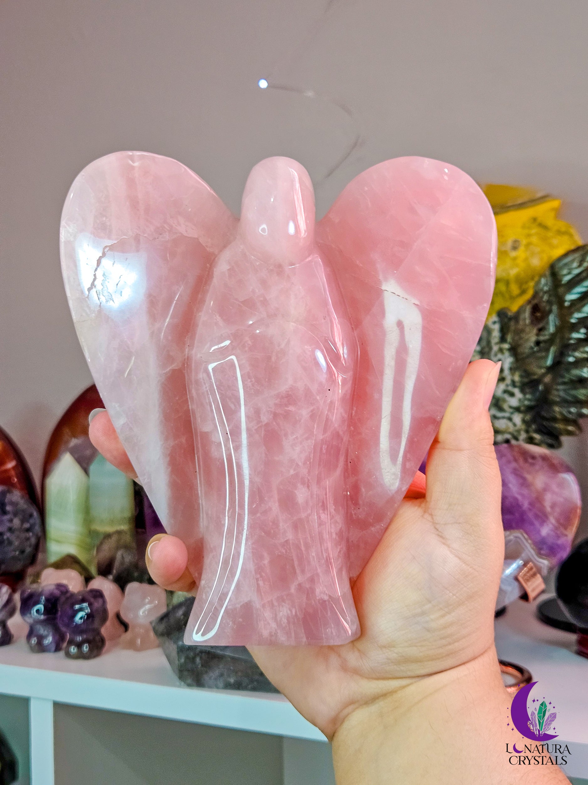 Large Rose Quartz Angel with Stand (1.15lb)