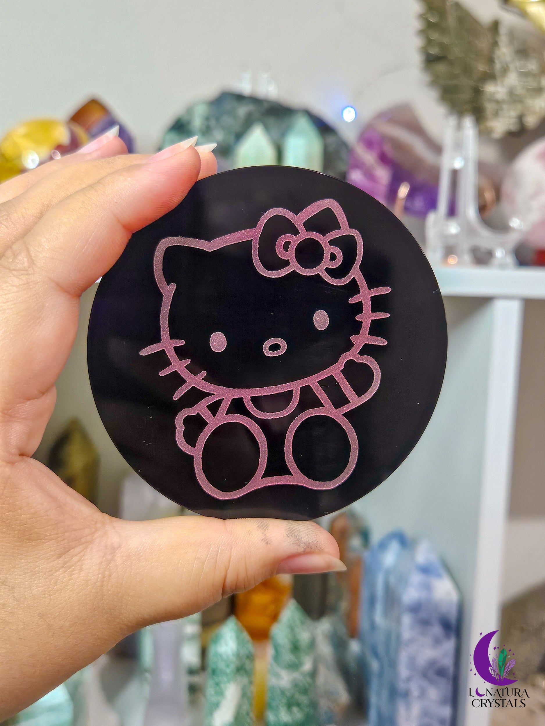 Hello Kitty Obsidian Mirror with Stand