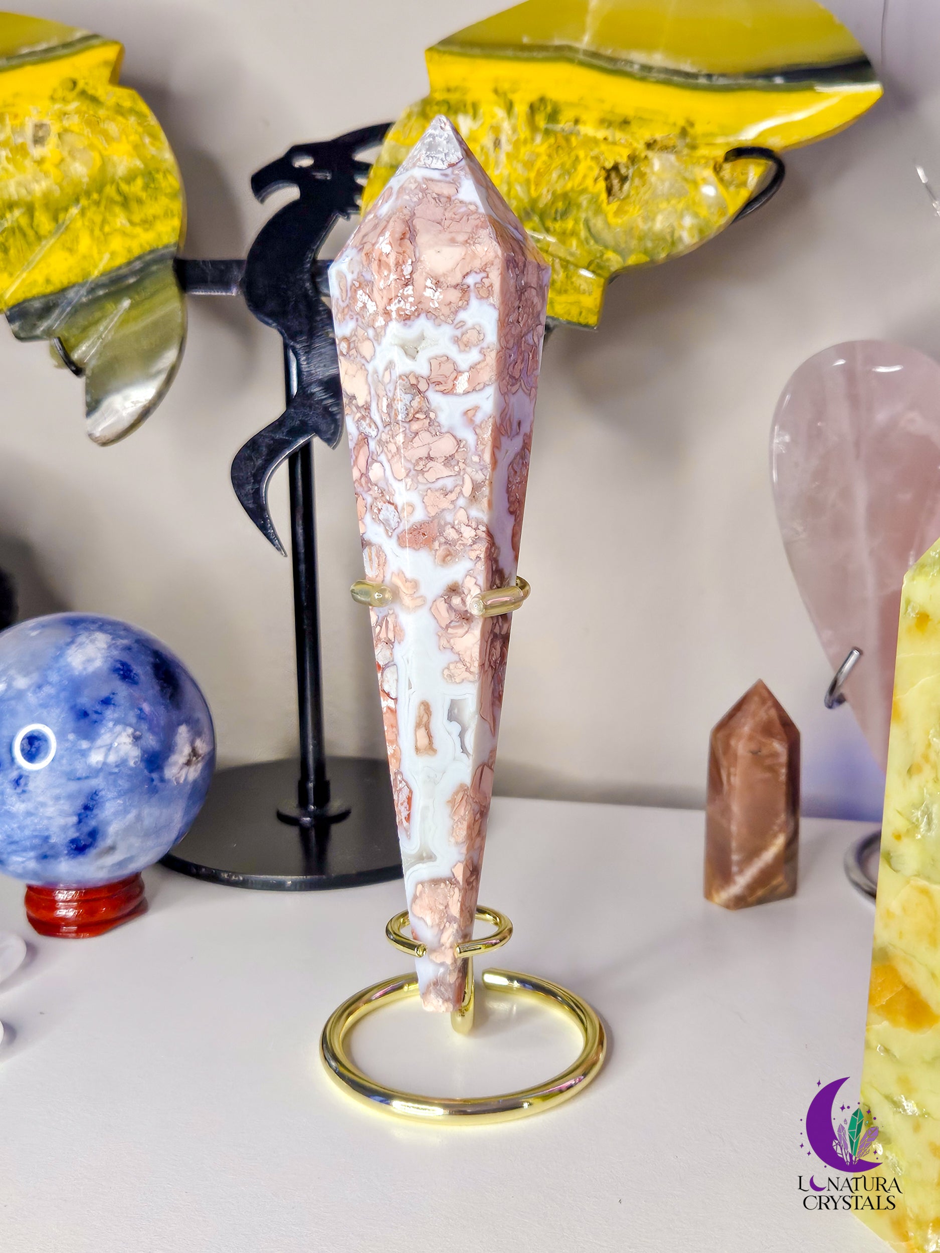 Cotton Candy Agate Wand with Stand
