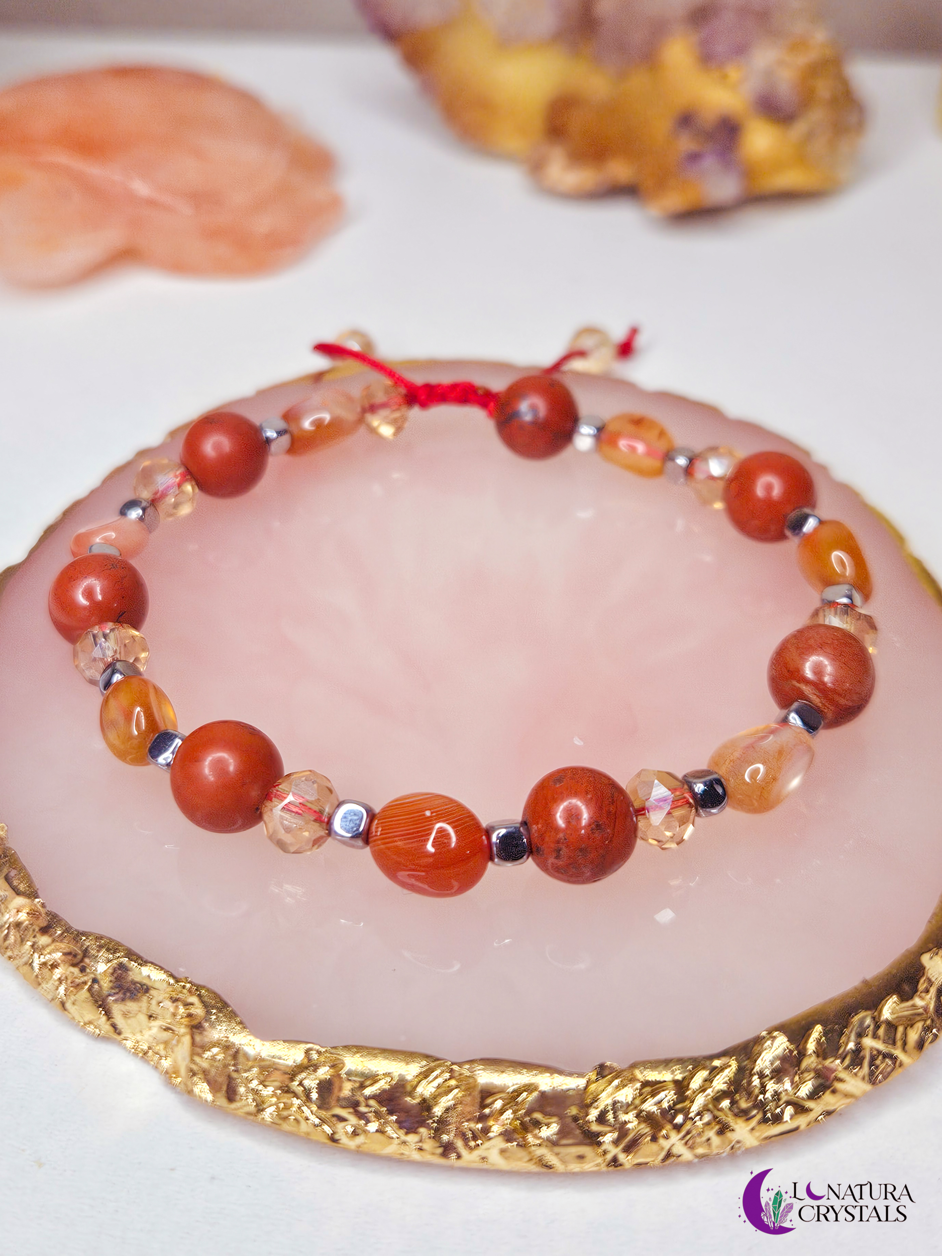 Carnelian + Red Jasper | Adjustable Handmade Bracelet