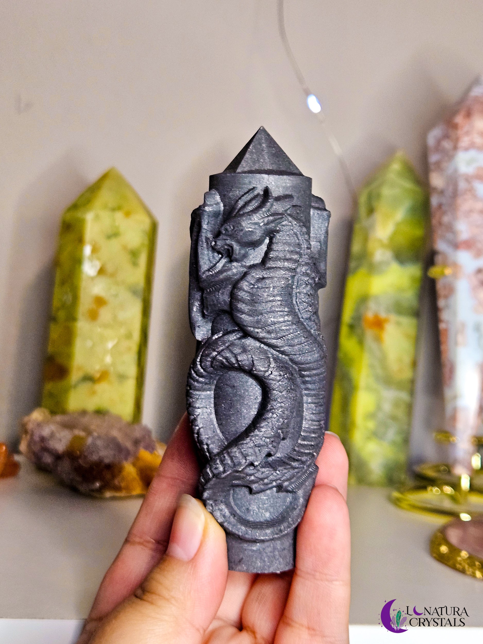 Shungite Dragon Carved Tower