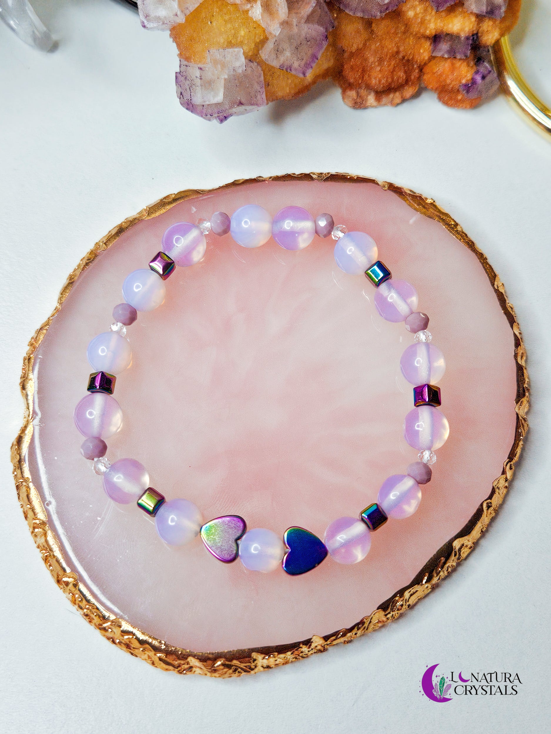 Pink Opalite + Hematite | 6.5