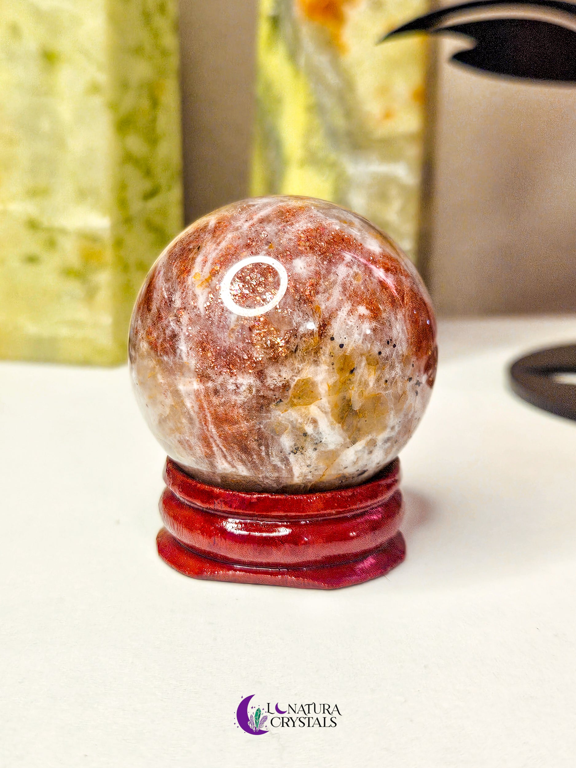 Sunstone + Moonstone Sphere 41mm