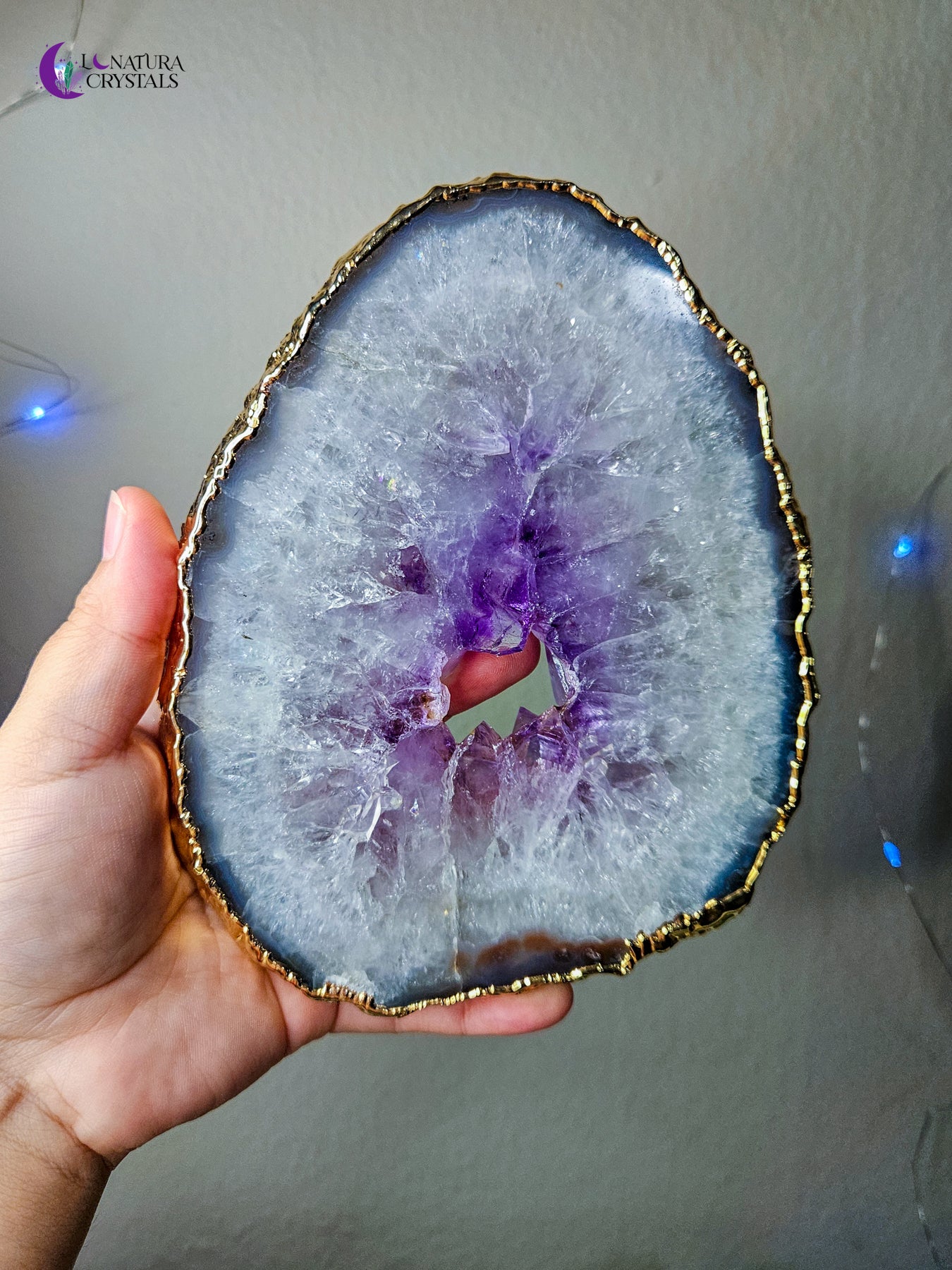 Amethyst Agate Portal Gold Plated Slice