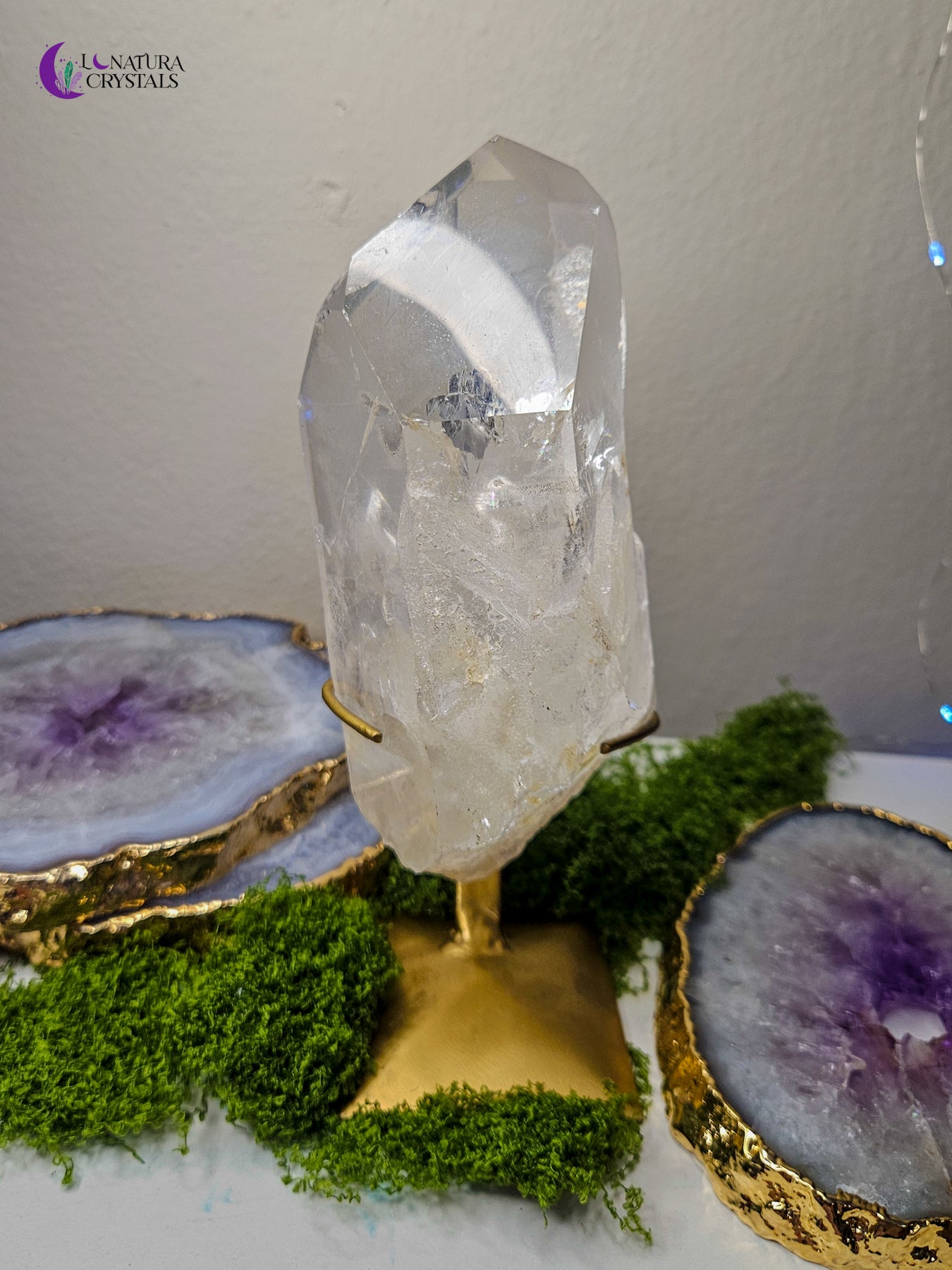 Large Lemurian Seed Quartz with Stand #2