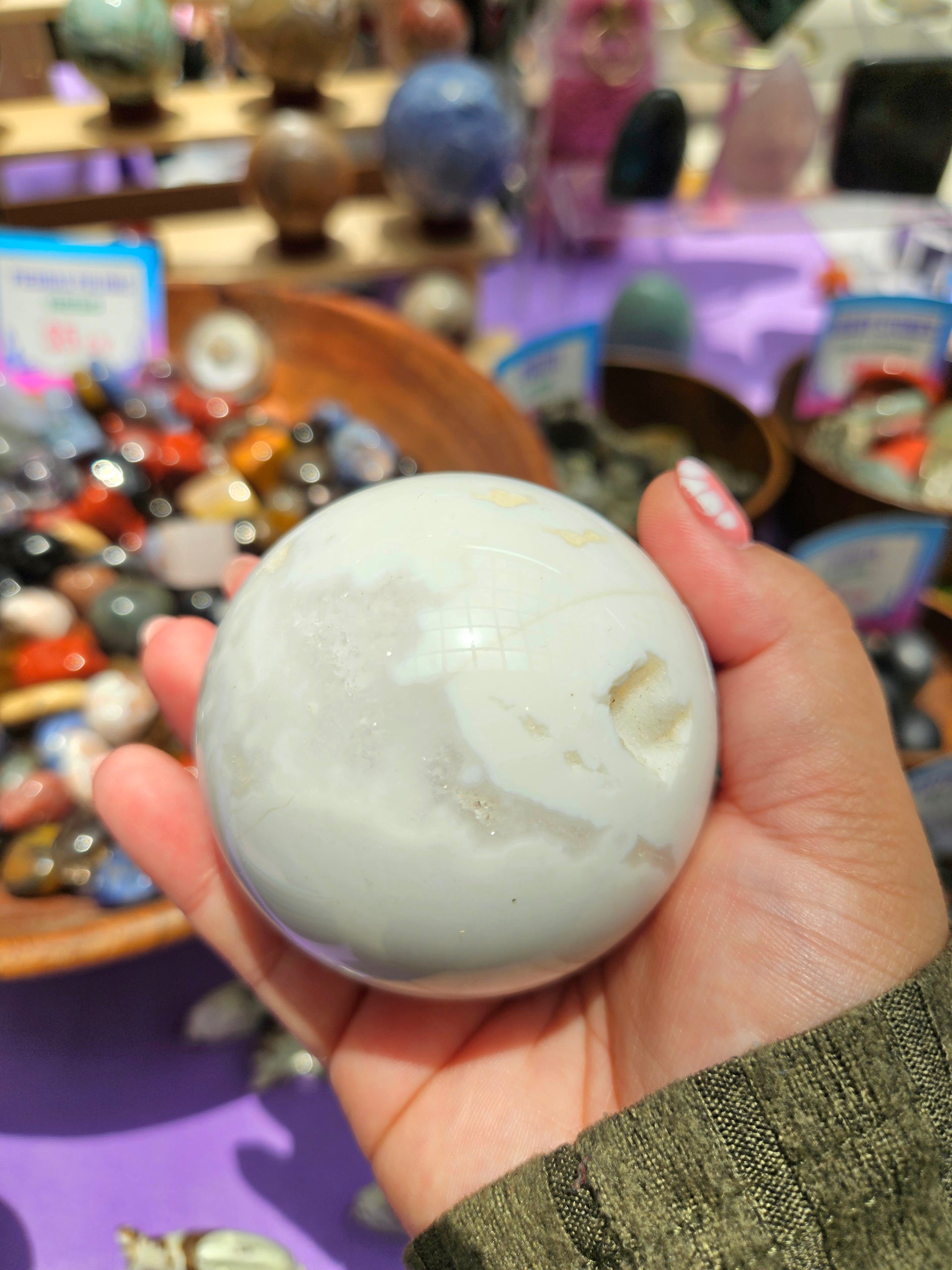 Esfera de Agata Blanca