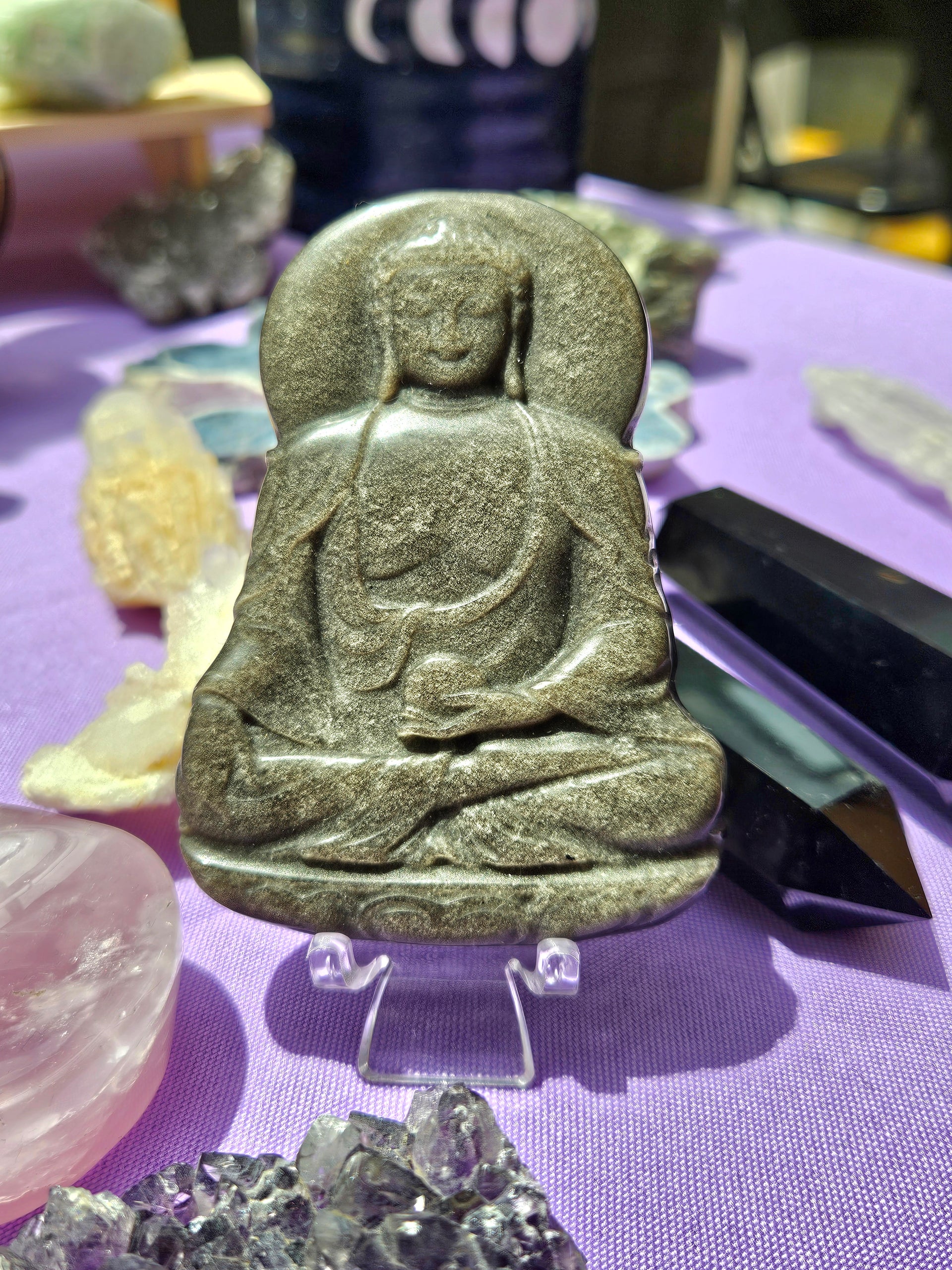 Buddah de Obsidiana Plata