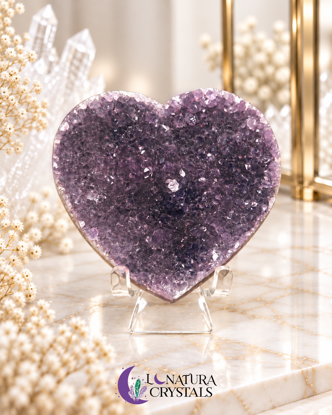 Corazón de Amatista Natural Druzy 3.25" 💜✨