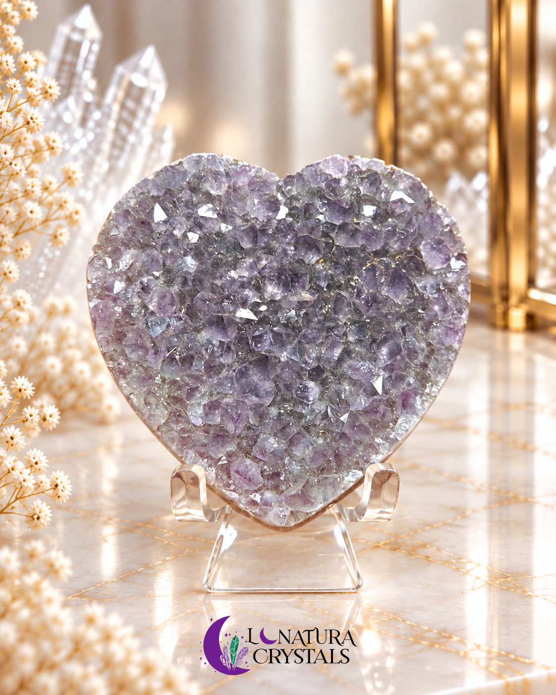Corazón de Amatista Natural Druzy 3" 💜✨
