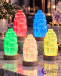 Lámpara de Selenita con Luz LED Multicolor 🌈✨