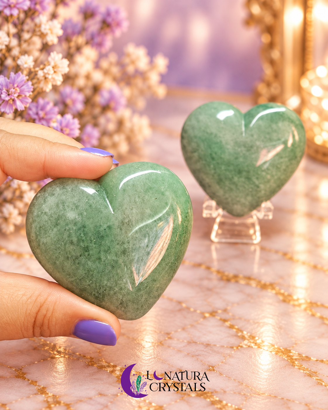 Corazón de Aventurina Verde (Cuarzo Verde) 2"