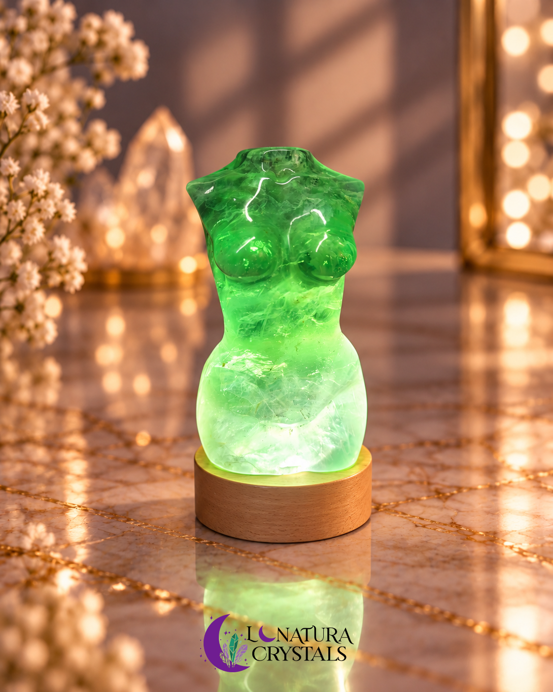 Busto Femenino de Fluorita con Lámpara 4"