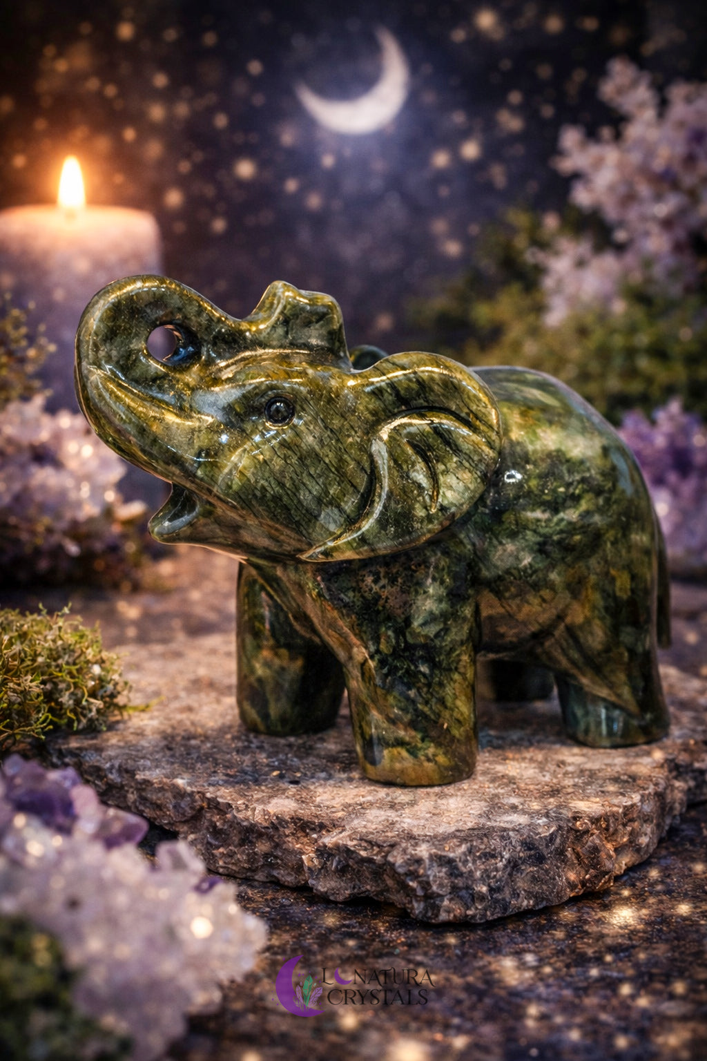 Elefante de Jade Verde Nefrita