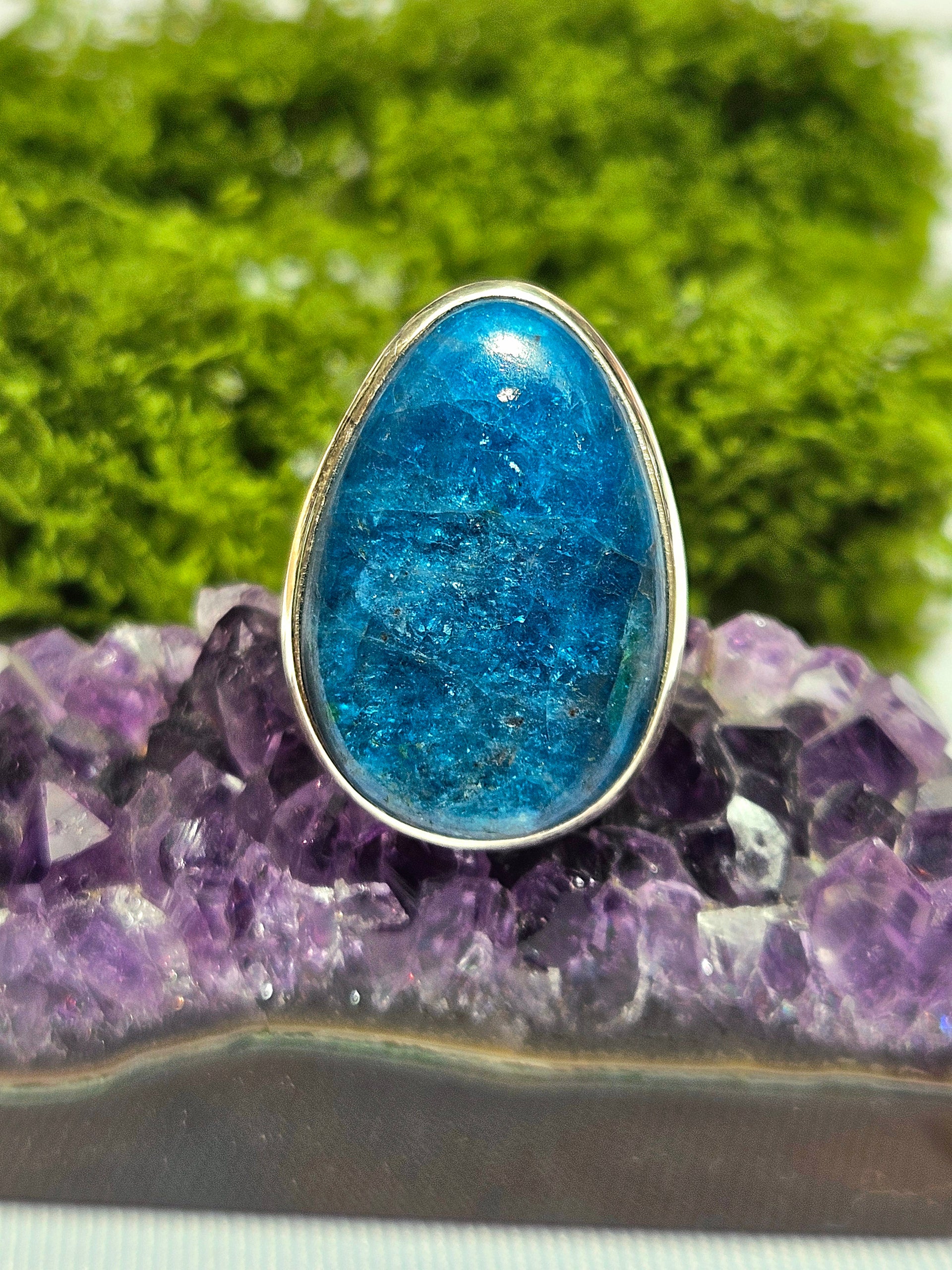 Sortija de Piedra Semipreciosa | Hecha a mano Plata s925 (Ajustable)
