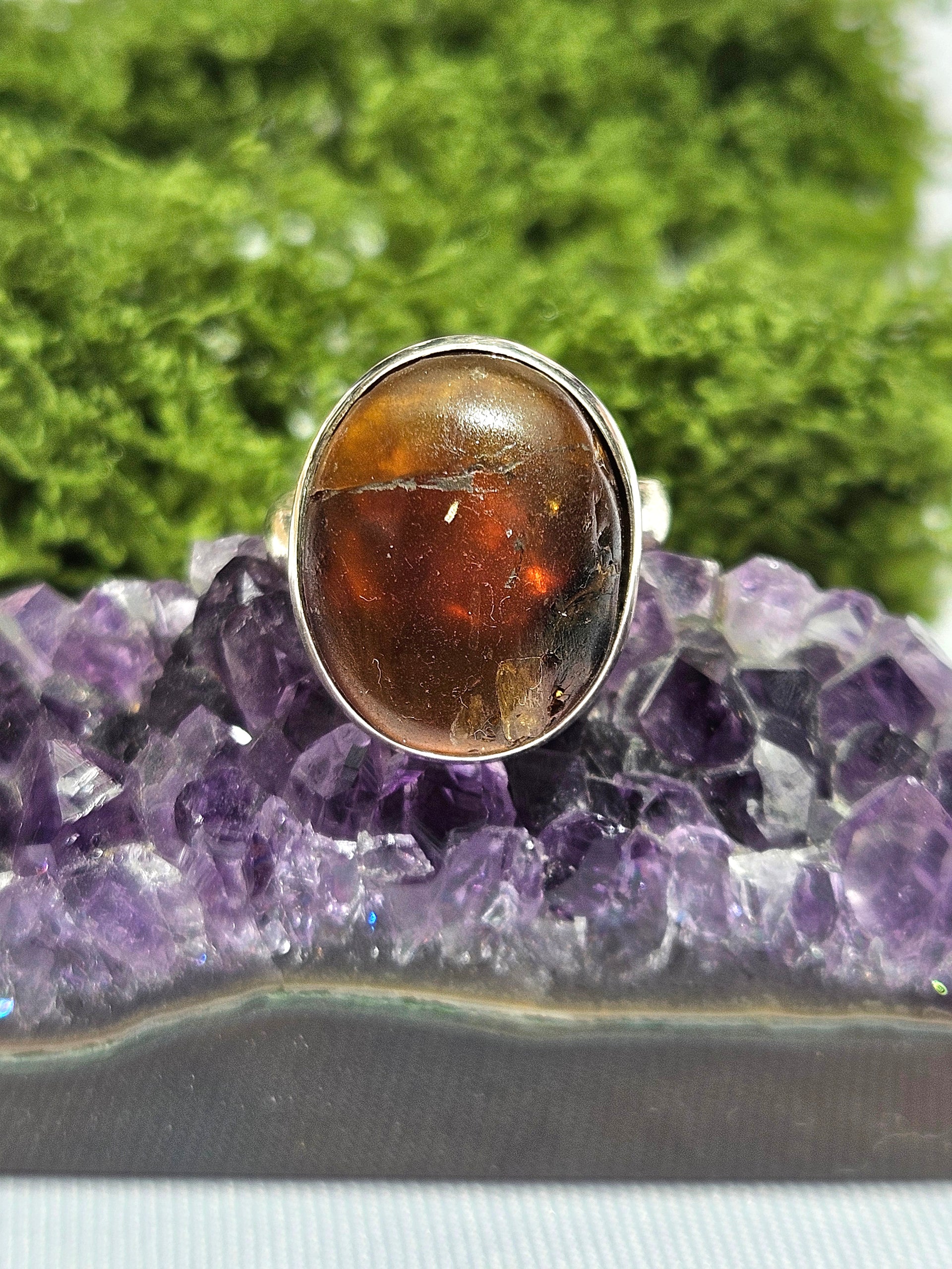 Sortija de Piedra Semipreciosa | Hecha a mano Plata s925 (Ajustable)