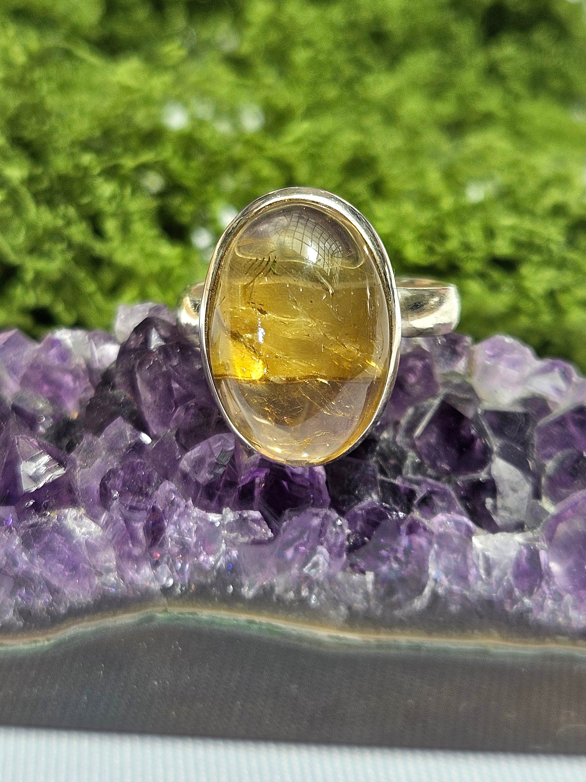 Sortija de Piedra Semipreciosa | Hecha a mano Plata s925 (Ajustable)