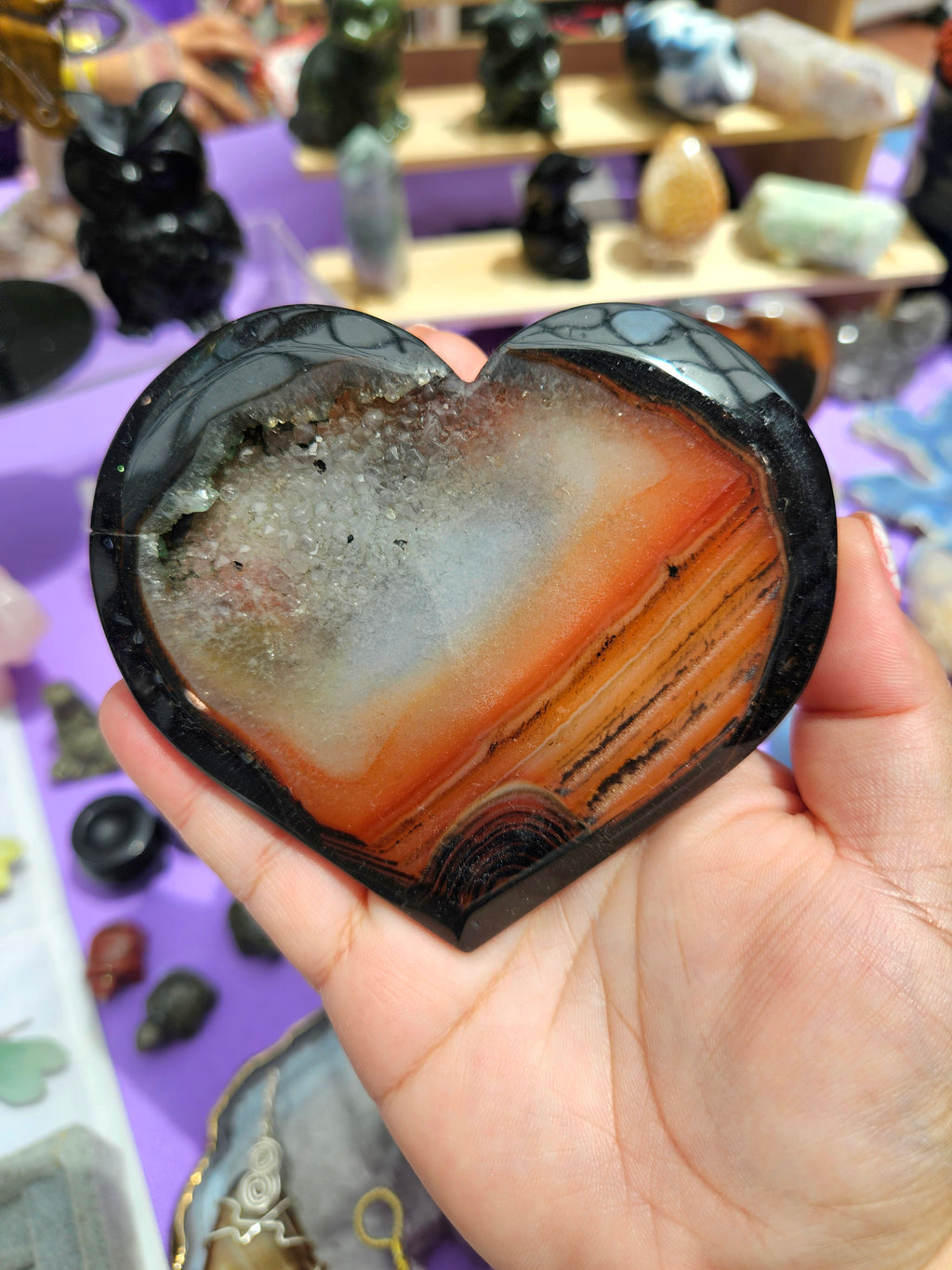 Corazón Carnelian Agate (incluye base)