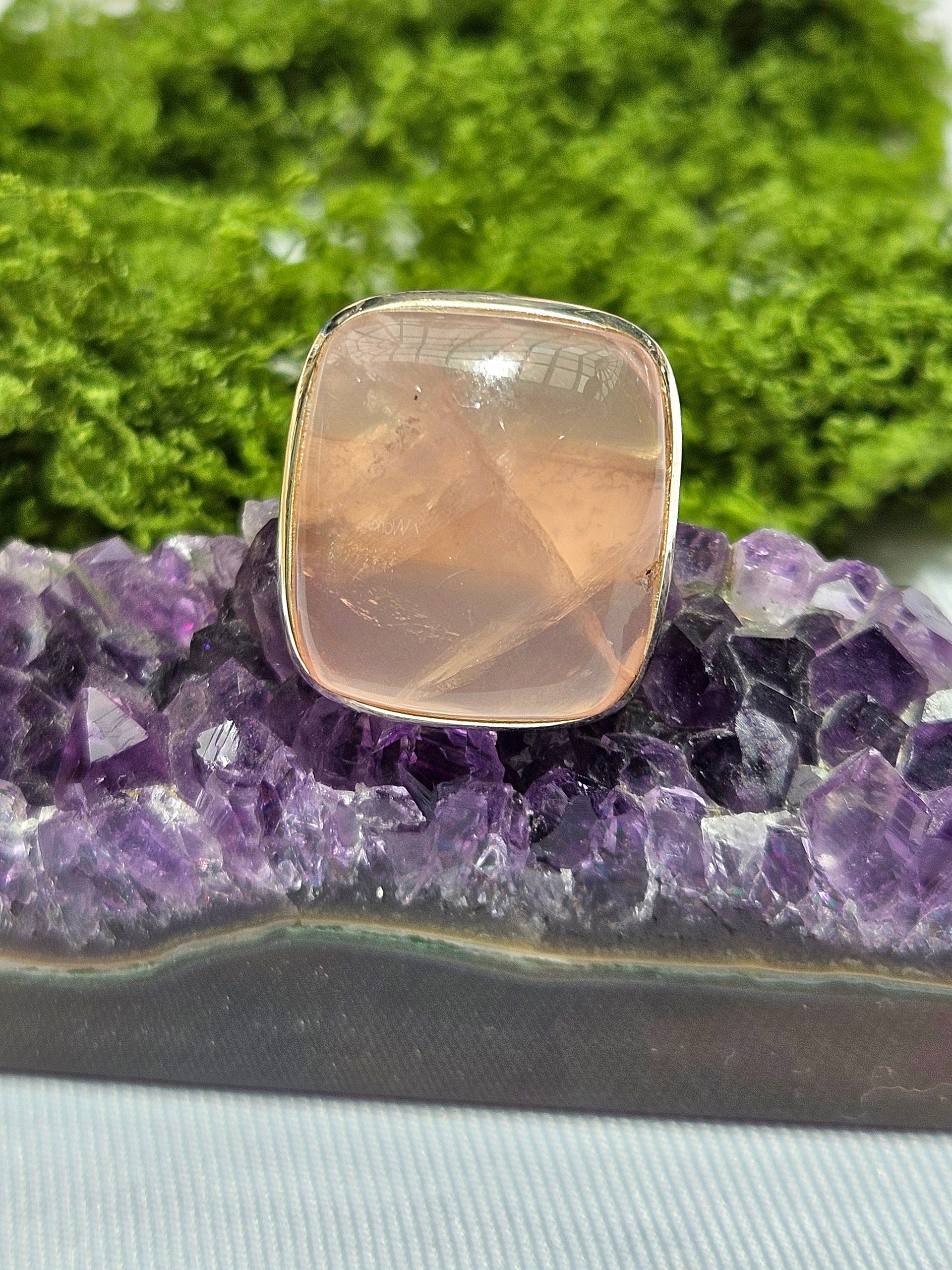Sortija de Piedra Semipreciosa | Hecha a mano Plata s925 (Ajustable)