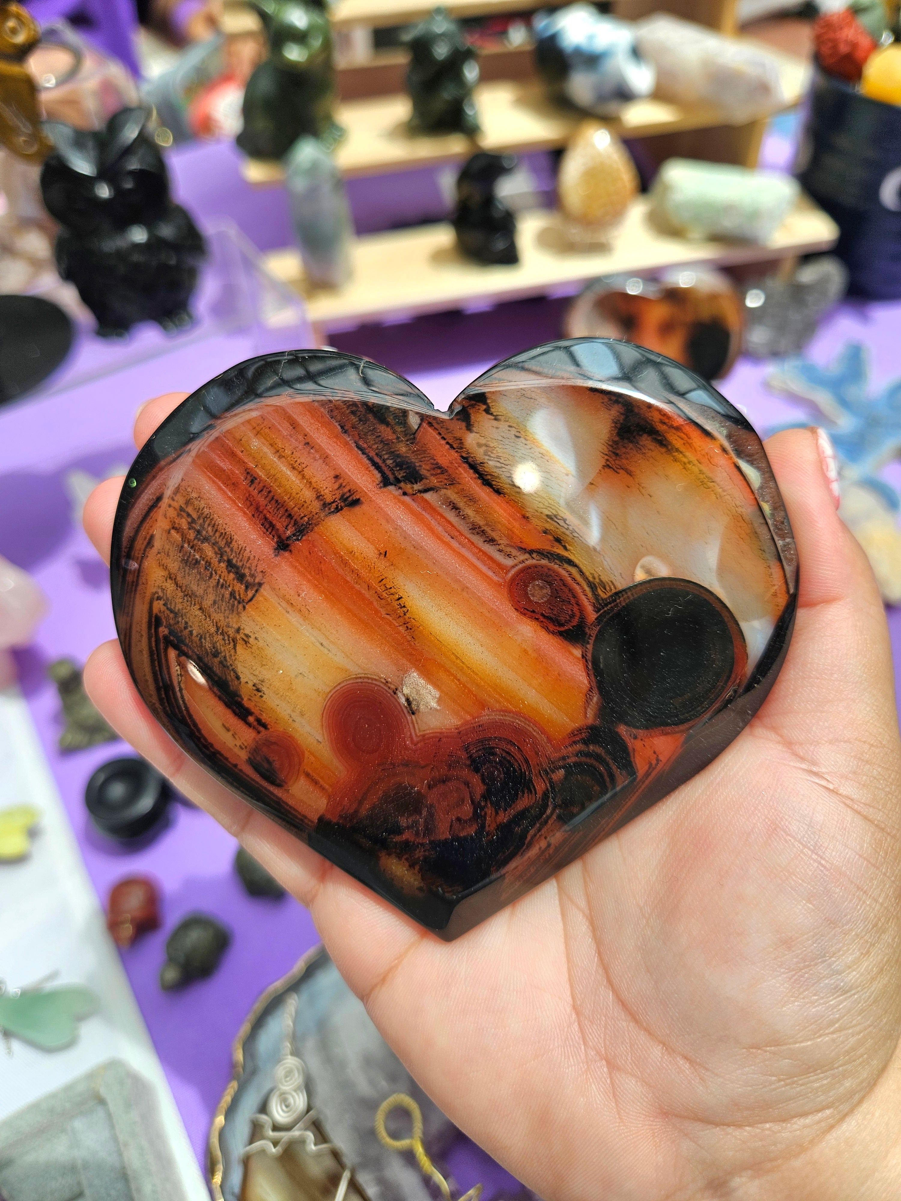 Corazón Carnelian Agate (incluye base)