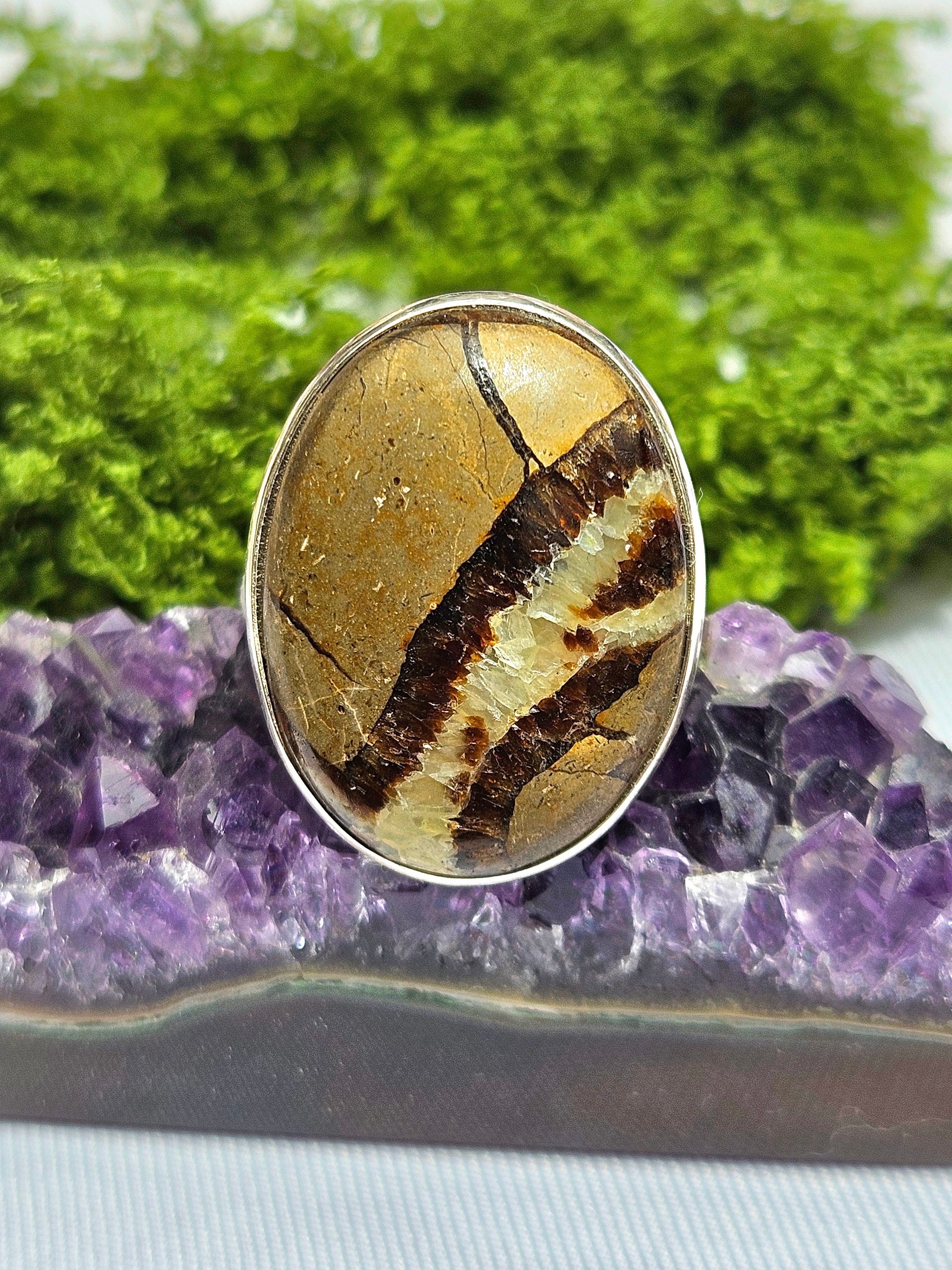 Sortija de Piedra Semipreciosa | Hecha a mano Plata s925 (Ajustable)