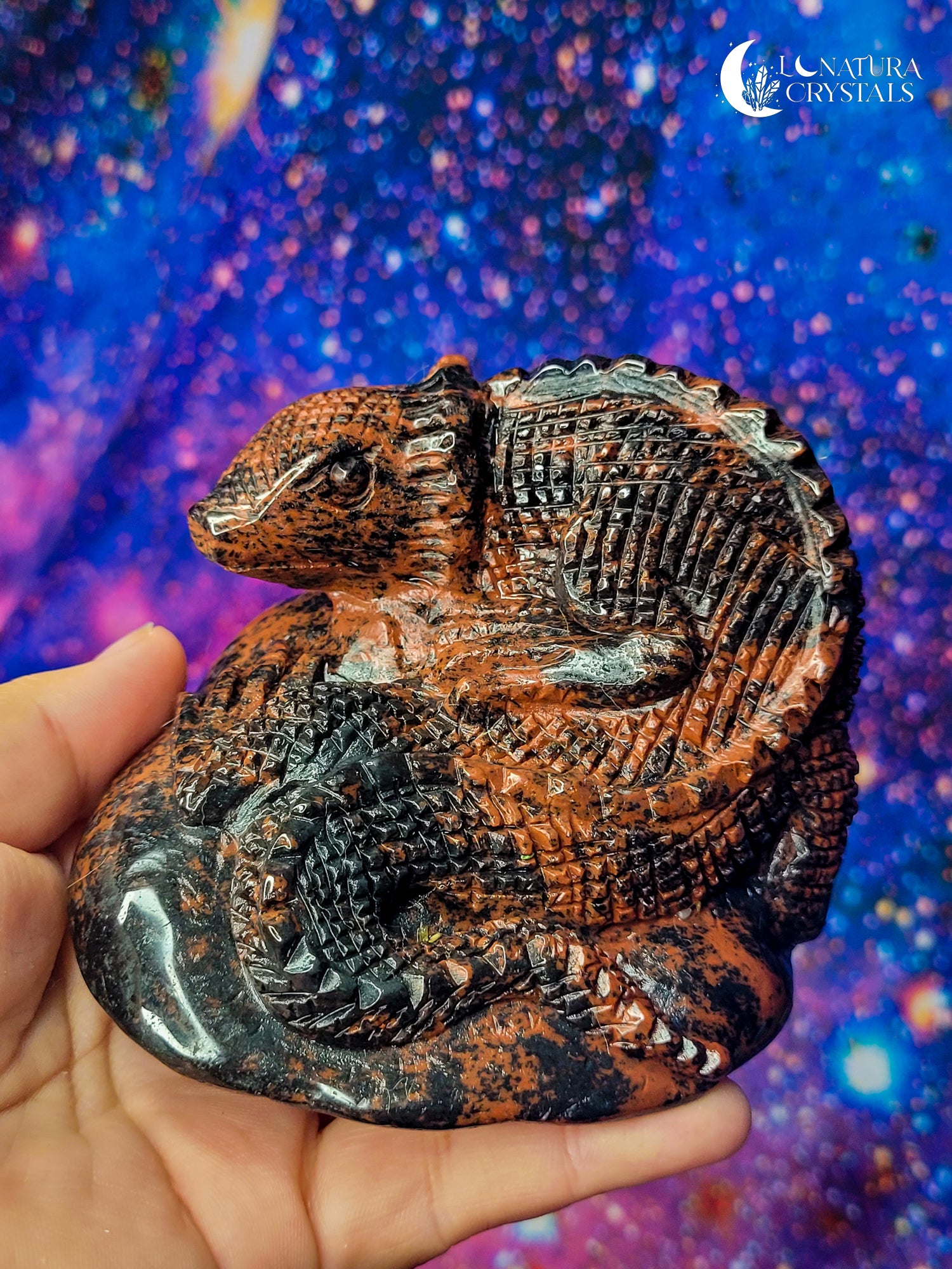 Red Obsidian Lizard Carving